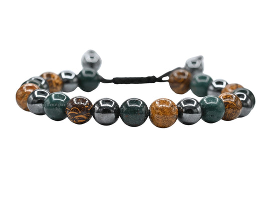 Amazing Gemstone Bracelet for Pregnant Mom Daughter - Hematite Mariyam Jasper Bloodstone Bracelet Set for Men Women Healing Calming Anxiety Stress Relief Gift Pulseras Para Hombres Mujer (Adjustable)