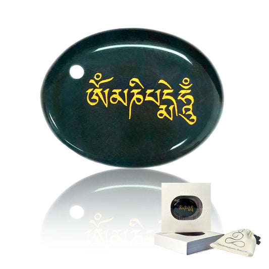LONGDERY Oval Anxiety Worry Stone Colorful Agate Healing Crystals Hand Carved Six Words Sanskrit Thumbstones Meditation Accessories Natural Reiki Relaxation Palm Stones Anxiety Relief Items