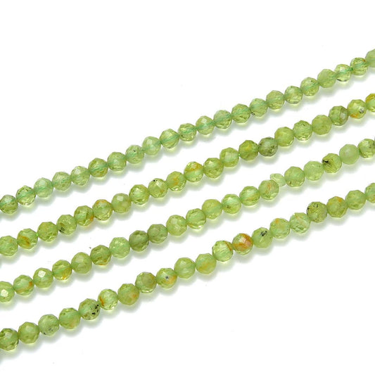 Adabele 15 Inch Natural Green Peridot Healing Gemstone 3mm (0.12 Inch) Tiny Small Faceted Round Loose Beads Stone Spacer (130-140pcs) for Craft Jewelry Making GK3-11