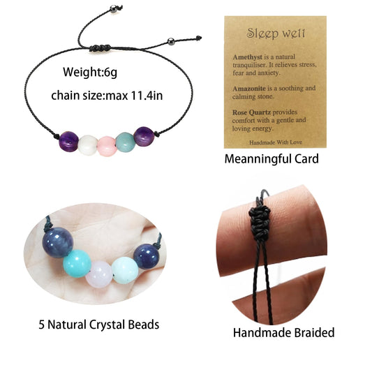 yfstyle Healing Spiritual Crystal Bracelets Anxiety Relief Bracelets Empath Protection Bracelet for Women Men Jewelry Gifts-Sleep Well