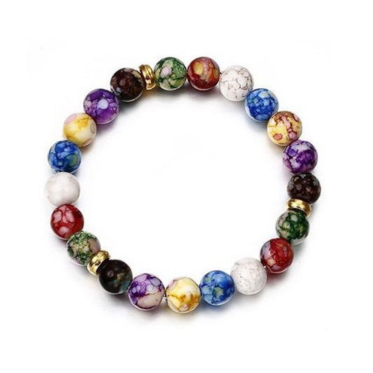 Healing Crystals Bracelet Handmade Natural Gemstones Beads Elastic Natural Stone Yoga Beads Bracelet Heart-Shaped, Modern Artisanal Beaded Unisex 7.6 inches Turquoise (Multicolor)