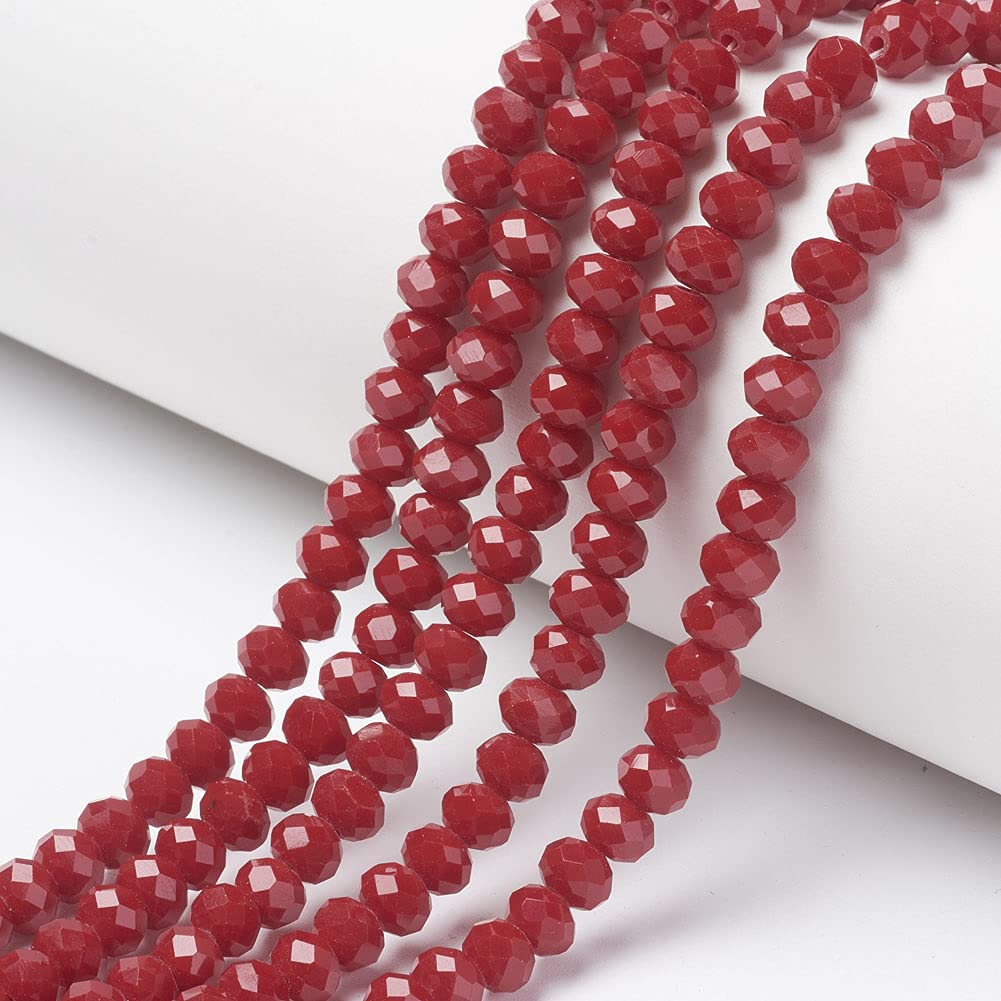 10 Strands Faceted Rondelle Crystal Glass Beads 4x3mm Briolette Opaque Glass Tiny Spacer Beads 1300pcs for Bracelets Jewelry Making