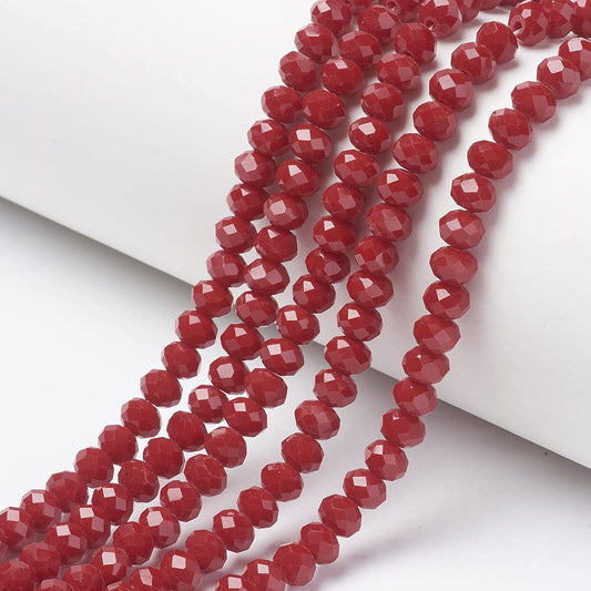 Elecrelive 620Pcs 8mm Glass Crystal Beads FireBrick Faceted Rondelle Beads Briolette Tiny Loose Crystal for Bracelets Earring Jewelry Making