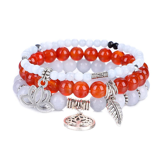 UEUC Tree of Life Yoga Healing Stone Bracelets, Multilayer Lotus Chakra Stone Reiki Bracelet Sets, Anxiety Crystal Natural Stone,for Women Stress Relief(#61)