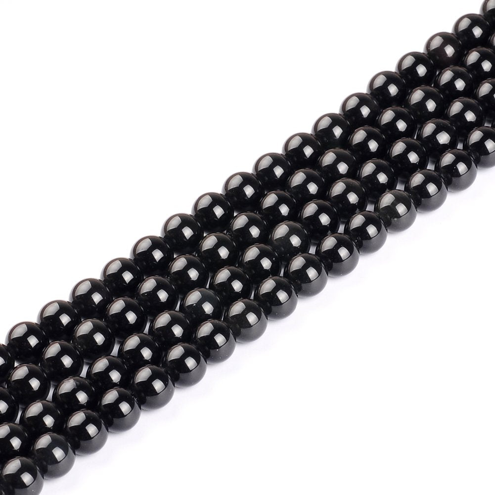 Natural Stone Beads 14mm Obsidian Gemstone Round Loose Beads Crystal Energy Stone Healing Power for Jewelry Making DIY,1 Strand 15"