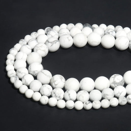 60pcs 6mm Matte Howlite Beads Natural Gemstone Beads Round Loose Beads for Jewelry Making