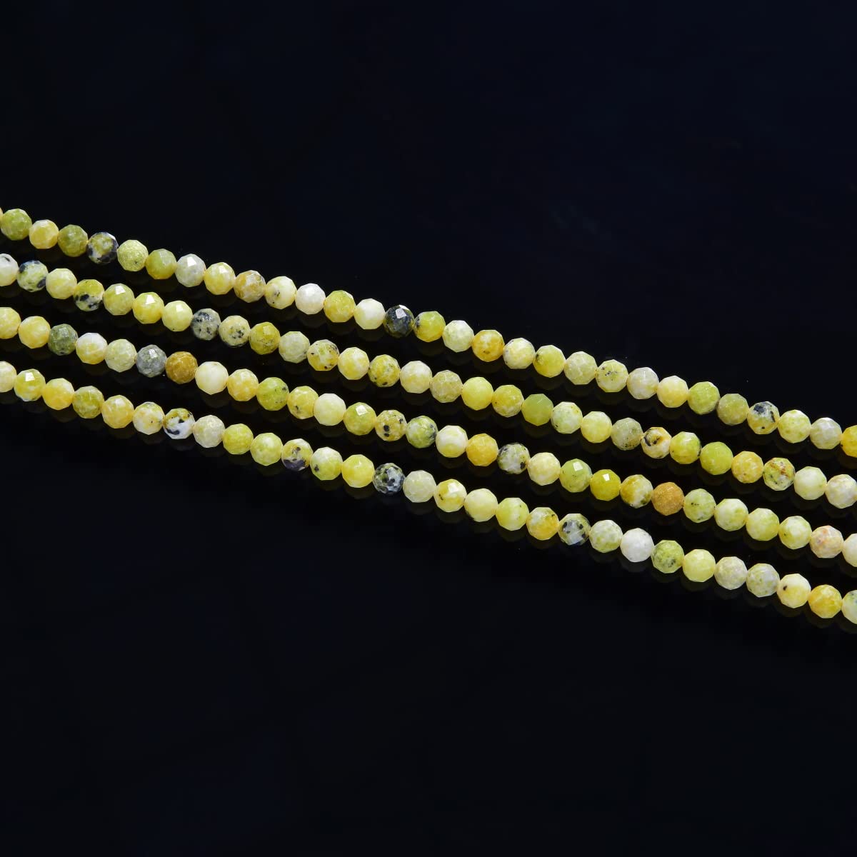 Adabele 15 Inch Natural Yellow Turquoise Healing Gemstone 4mm (0.16 Inch) Tiny Small Faceted Round Loose Beads Stone Spacer (80-90pcs) for Craft Jewelry Making GK4-17