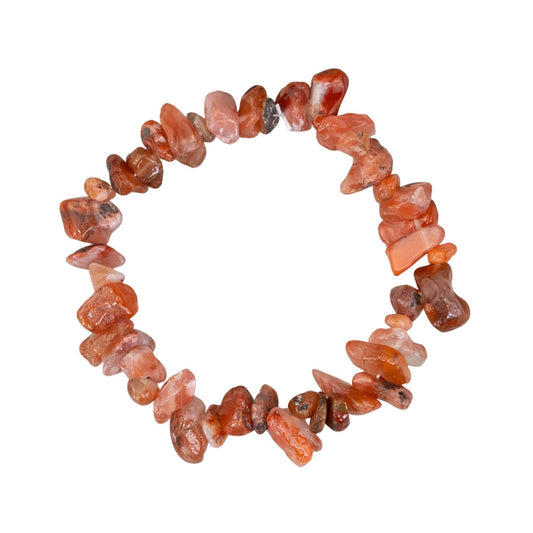 Carnelian Natural Gemstone Bracelets, Chakra Crystal Healing Chip Stretch Bracelets, Gemstone Polished Irregular Crystals, Crystal Irregular Chips Beads Stretch Bracelets (Carnelian)