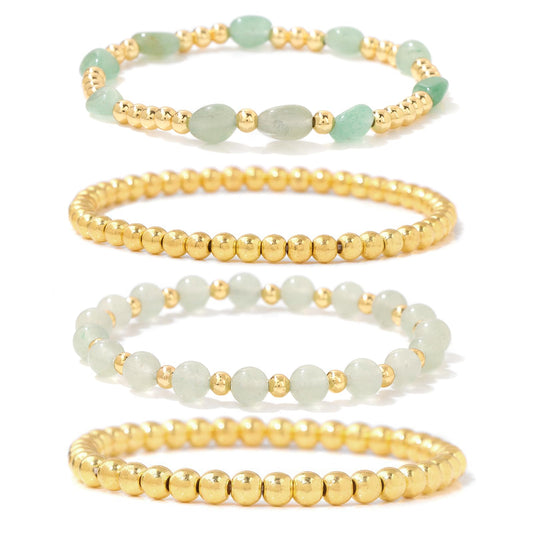 MORIANCE Aventurine Bracelet for Women Aventurine Crystal Jewelry Gold Bracelets for Women Stack Gold Bead Bracelets Green Beaded Crystal Gemstone Bracelet