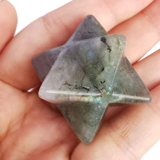 Loveliome Natural Moonstone Merkaba Crystal Protection Sacred Meditation Energy Generator Healing Chakra Six-Pointed Star 1 Inch