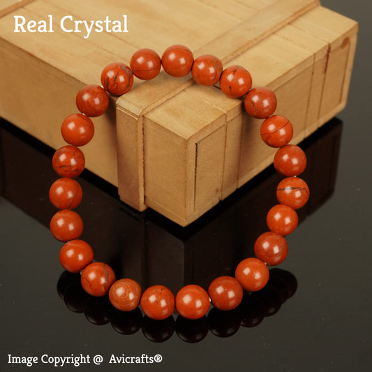 Avicrafts Natural Red Jasper Gemstone Bracelet 7" Inch Stretchy Chakra Gems Stones 8mm (0.31") Beads Healing Crystal Quartz Women Men Girls Birthday Gifts