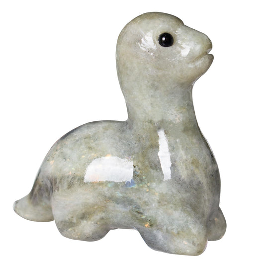 Hguxmcu Hand Carved Labradorite Dinosaur Figurine 2 Inch Healing Crystal Statue Realistic Gemstone Animal Sculpture Reiki Energy Decor Lucky Gift for Meditation Collectors
