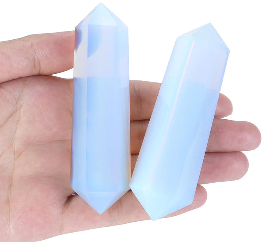YATOJUZI 3.5" Opal Healing Crystals Wand Moonstone Crystals and Healing Stones Large Hexagonal Moonstone Crystal Points for Meditation Divination Reiki Energy Balancing 1PCS