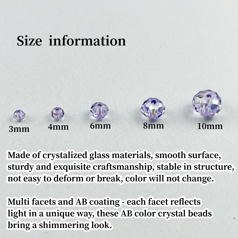 YHYPOCI 50pcs 10mm Crystal Glass Beads for Crafts Faceted Rondelle Glass Beads for Jewelry Making Crystal Spacer Beads for Necklaces Bracelets Earrings DIY Craft(Crystal Purple AB)