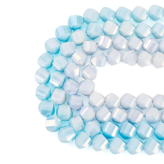 Elecrelive 100Pcs Blue Faceted Glass Beads Twist Crystal Beads Two Tone Imitation Jade Gems for Bracelet Necklace Jewelry Making