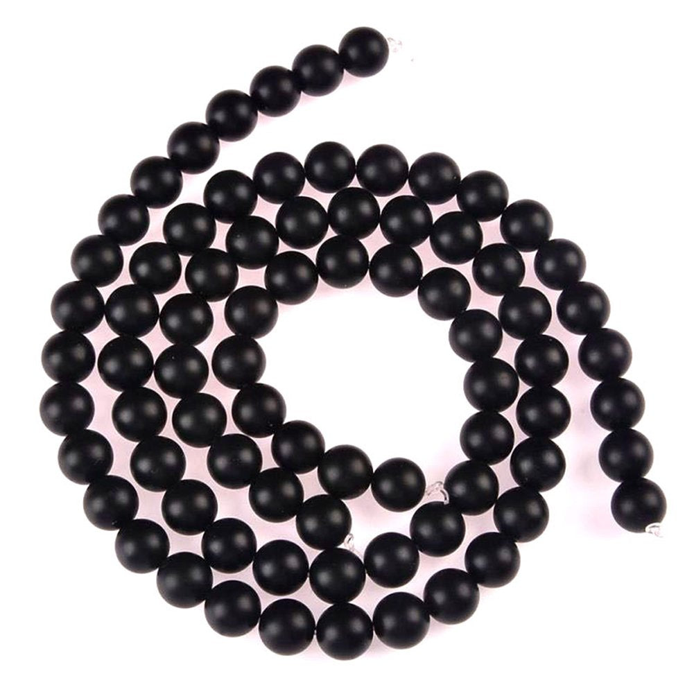 PLTbeads Natural Gemstone Loose Beads Matte Approxi 15.5 inch DIY Bracelet Necklace for Jewelry Making (10mm, Matte Black Onyx)
