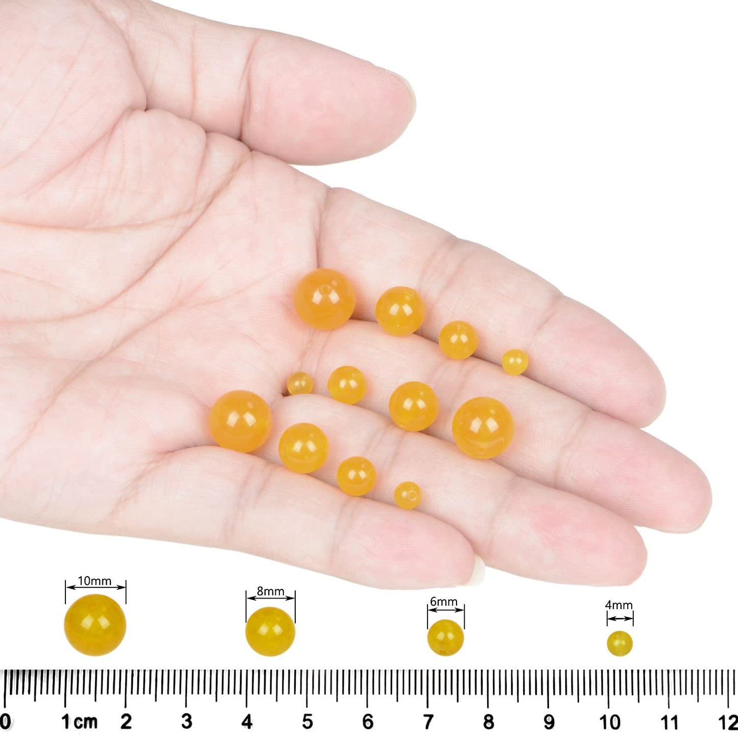 AD Beads Natural Gemstone Round Loose Beads 15" for Bracelet Necklace Earrings Jwelery Making Crafts DIY (4mm, Yellow Jade)