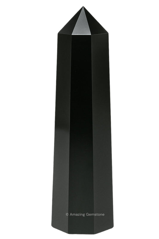 Amazing Gemstone Black Agate Crystal Towers ~ Natural Healing Crystal Point Obelisk for Reiki Healing and Crystal Grid (3" to 4" INCH)