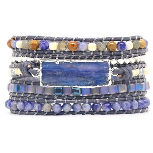 YGLINE Boho Handmade Wrap Leather Tube Crystal Stone Bracelet for Women