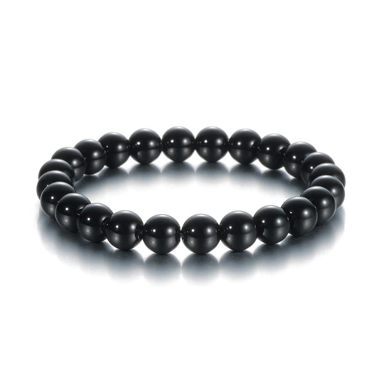 Udolfly Womens Crystal Beaded Bracelets for Women Men Protective Energy Bracelet Natural Gemstone Bead Bracelet 8mm Obsidian