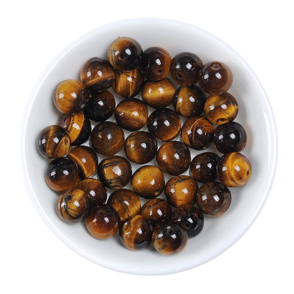 Natural Stone Beads 14mm Yellow Tiger Eye Gemstone Round Loose Beads Crystal Energy Stone Healing Power for Jewelry Making DIY,1 Strand 15"