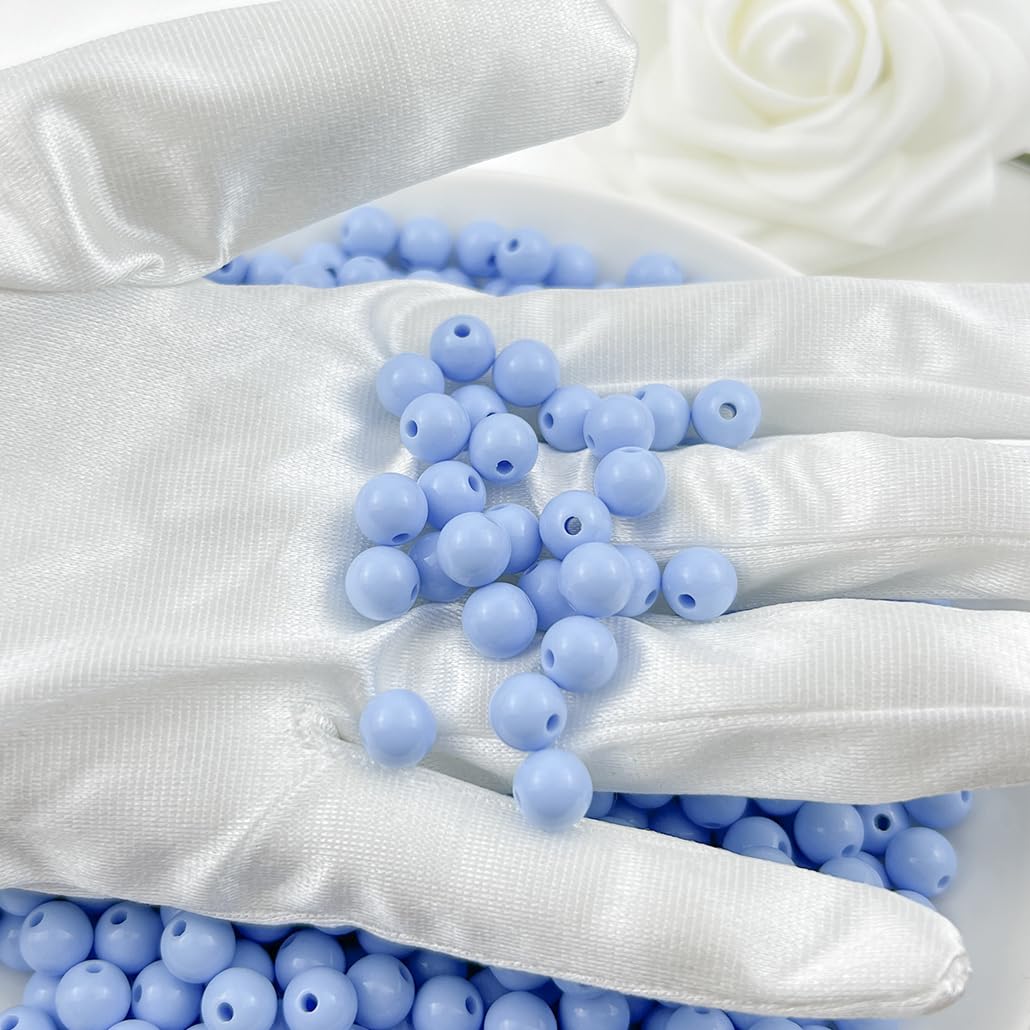 Mulutoo 120Pieces 12MM Acrylic Round Beads Round Acrylic Balls Chunky Beads Smooth Spacer Plastic Pastel Beads Craft Beads for Necklace and Bracelet Making Crafting Supplies(188-blue)