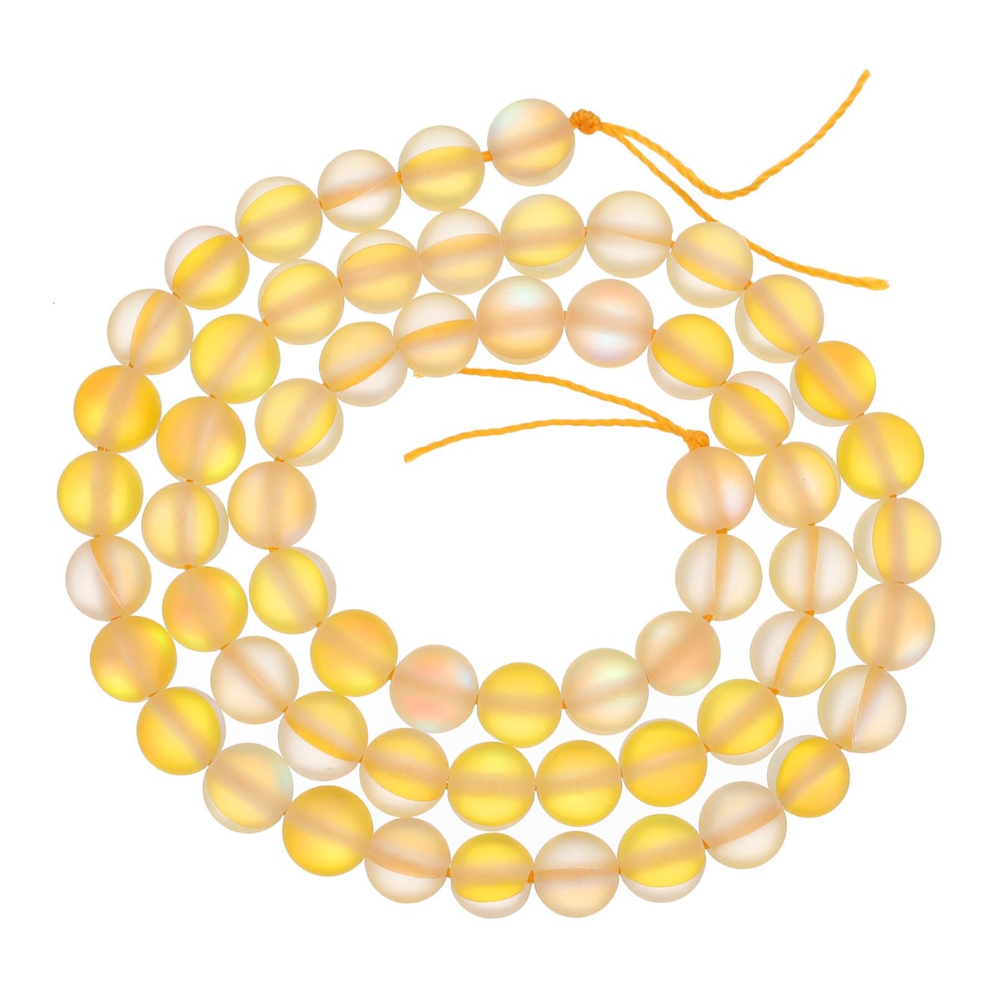 uxcell Matte Crystal Glass Beads 6mm Synthetic Frosted Shining Semi-Precious Round Loose Beads Synthetic Moonstone for Jewelry Making DIY Bracelet, Yellow