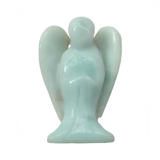 Afucats Natural Amazonite Healing Guardian Angel Indoor Decorative Stone,1.5 Inches Carving Pocket Palm Statue,Gift for Her Christmas Décor