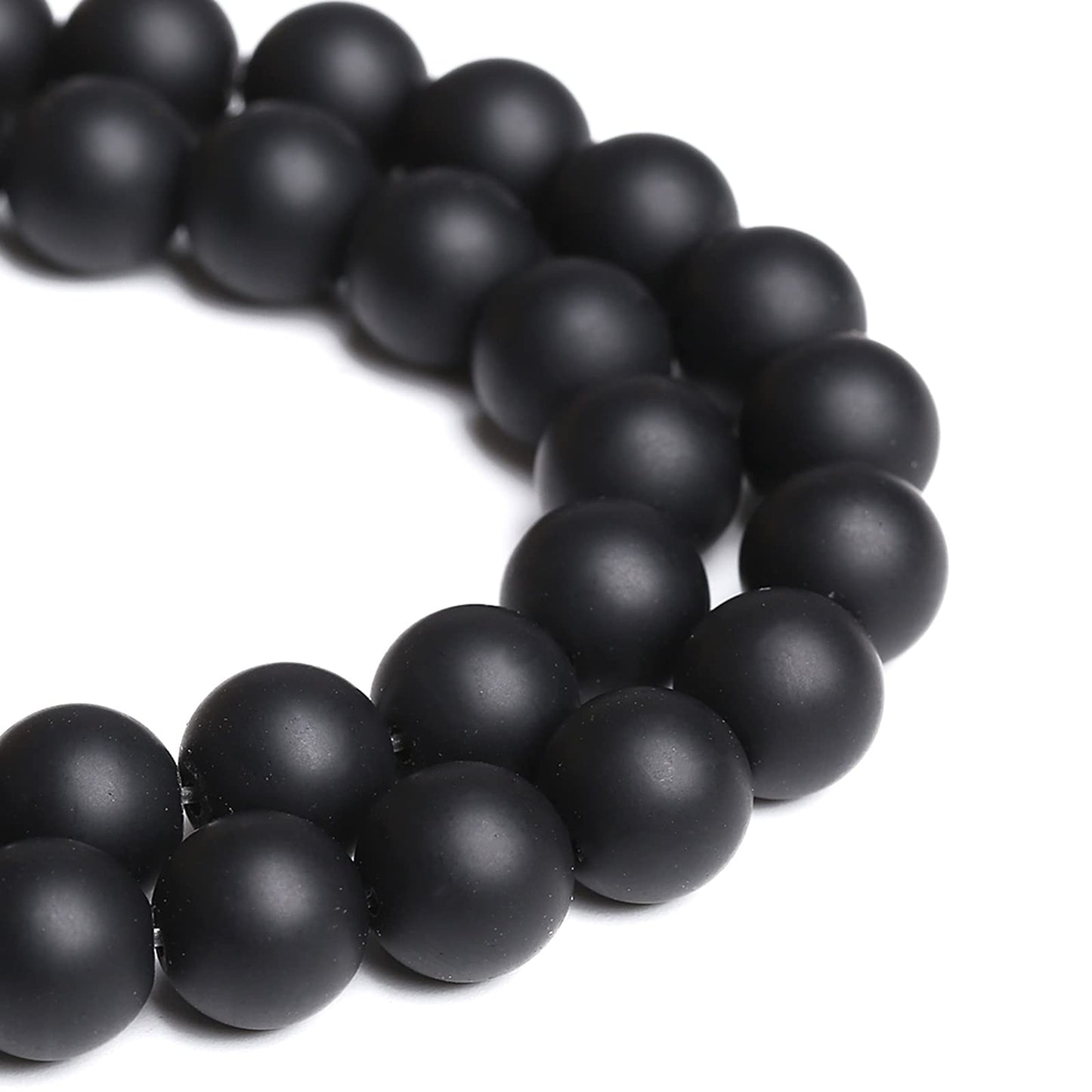 10MM 38PCS Natural Stone Matte Black Agate Loose Beads for Jewelry Making DIY Bracelet Necklace