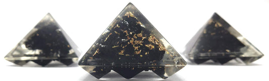 Amazing Gemstone Shungite Lemurian Orgone Pyramid - 30mm Small Orgonite Pyramids with Crystals and Healing Stones - Authentic Organite Gifts