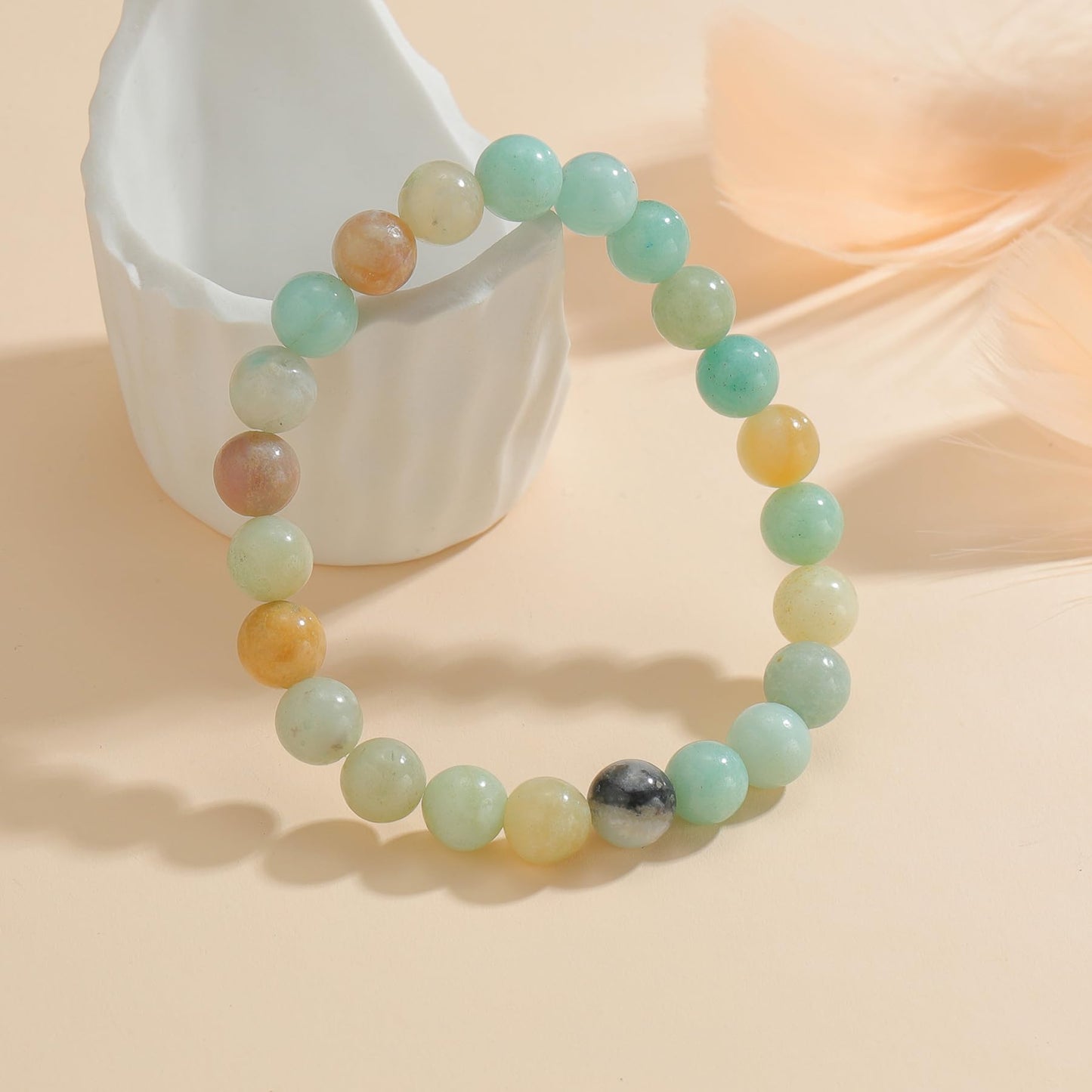 Udolfly Womens Crystal Beaded Bracelets for Women Men Protective Energy Bracelet Natural Gemstone Bead Bracelet 6mm Amazonite