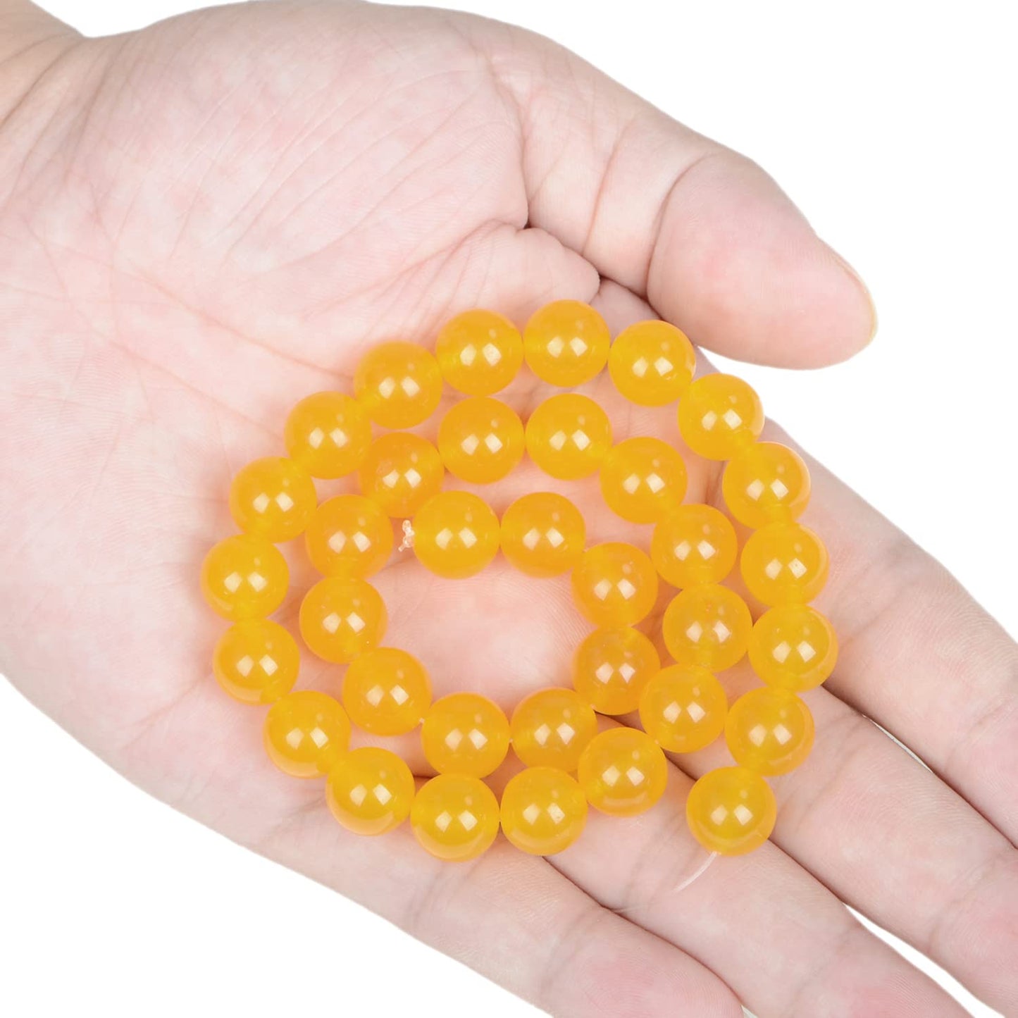 AD Beads Natural Gemstone Round Loose Beads 15" for Bracelet Necklace Earrings Jwelery Making Crafts DIY (10mm, Yellow Jade)