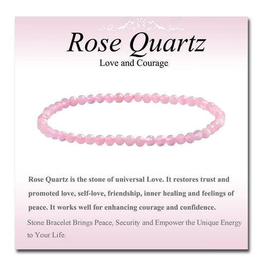 MASSIVE BEADS Natural Genuine Gemstone Beads Healing Crystal Chakra Reiki Jewelry Faceted Round Beads Bracelets (Rose Quartz, 3mm)