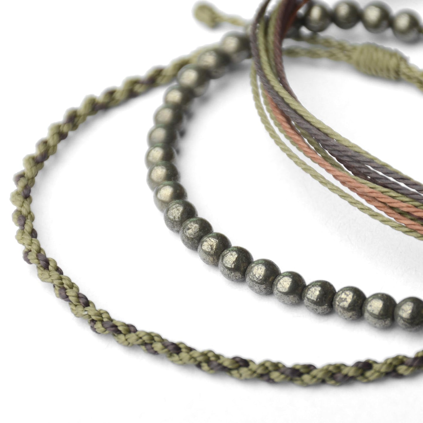 Handmade Natural Stone Beaded Healing Bracelet Gift for Men Adjustable Rope String Bracelet (iron-pyrite, Adjustable)