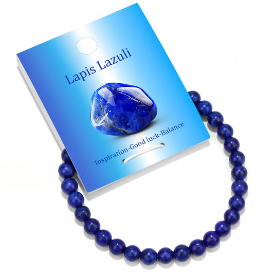 Vinswet Healing Crystal Bracelets for Women Men 6mm Lapis Lazuli Natural Stone Beaded Stretch Bracelet Handmade Gemstone Reiki Spiritual Jewelry Gifts