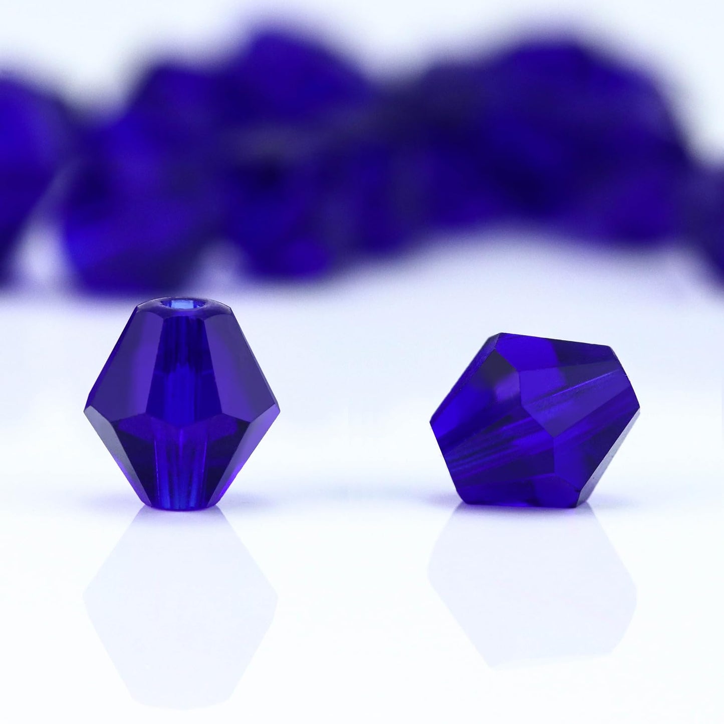 Dowarm 100PCS 8MM Crystal Bicone Beads for Crafts, Jewelry Making, DIY Bracelet, Necklace, Dolls, Wine Charms, Wind Chimes, Suncatchers, Bulk Faceted Loose Glass Beads, Dark Blue