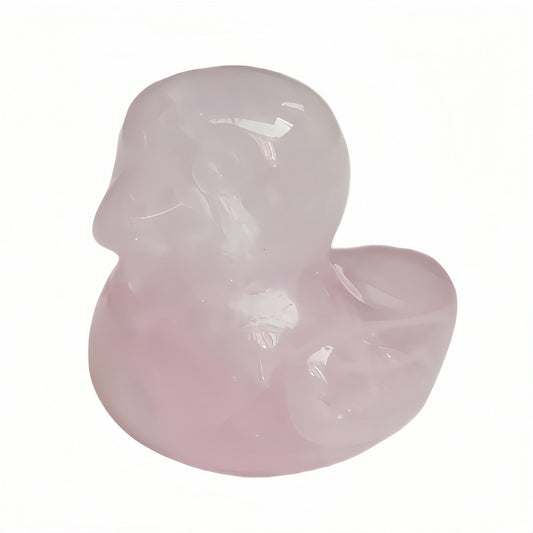 Bacatgem Natural Rose Quartz Crystal Duck Carving Positive Energy Home Decoration Desk Decor,1.18 Inchs Crystal and Healing Stone Ornament