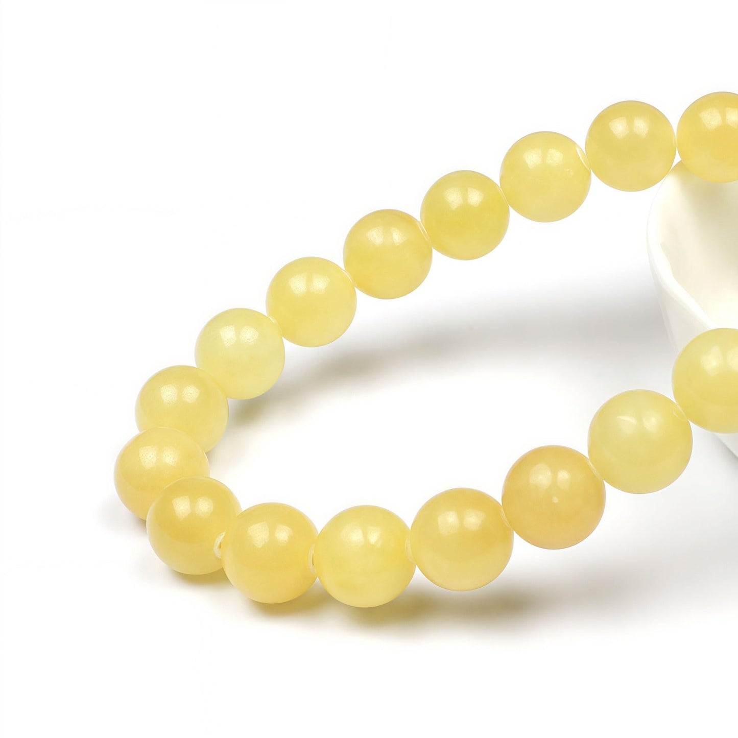 MJDCB Stone Beads Yellow Jade Round Loose Beads for Jewelry Making DIY Bracelet Necklace 4mm