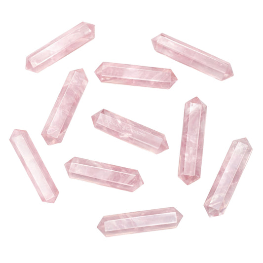 Amazing Gemstone Rose Quartz Crystal Points Bulk Healing Crystals and Stones - Pack of 3 Double Terminated Healing Wand Point Bulk Crystals for Crafts, Crystal Grid, DIY - Premium Crystals