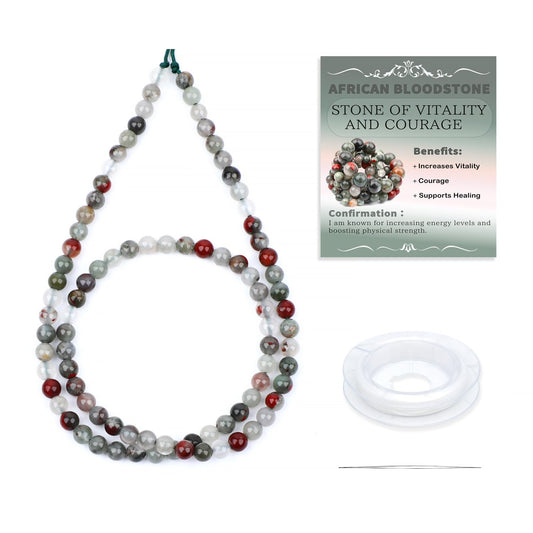 CMBYN Natural Stone Beads Round Genuine Real Stone Beading Strand Loose Gemstones DIY Smooth Bead for Bracelet Necklace Earrings Jewelry Making (African Bloodstone, 4mm 90 Pieces)