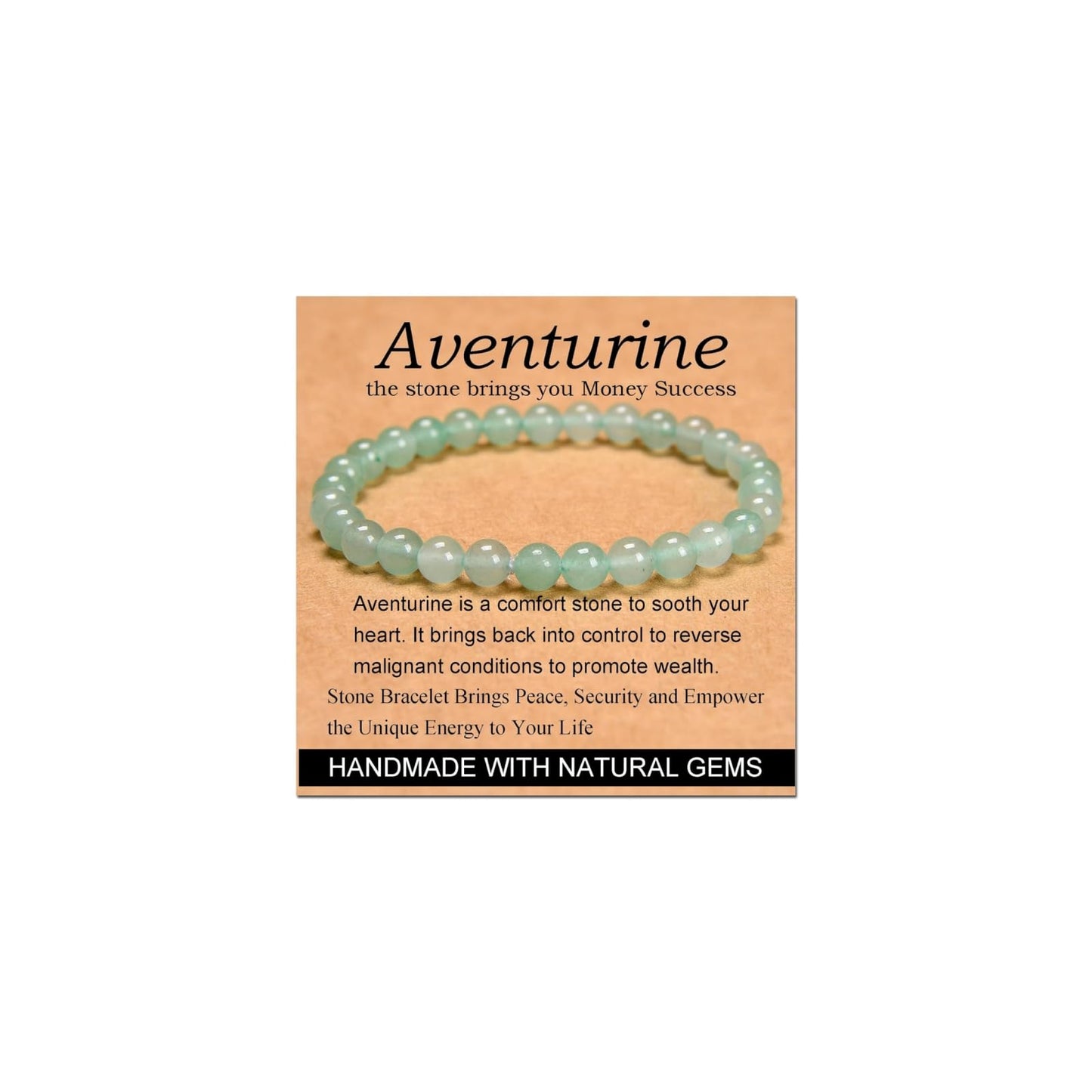 CHELYQST Green Aventurine Bracelet - Stone of Wealth,Stretch Natural Stone Crystal Beads Jewelry Gifts for Women Men Unisex Adult,6mm