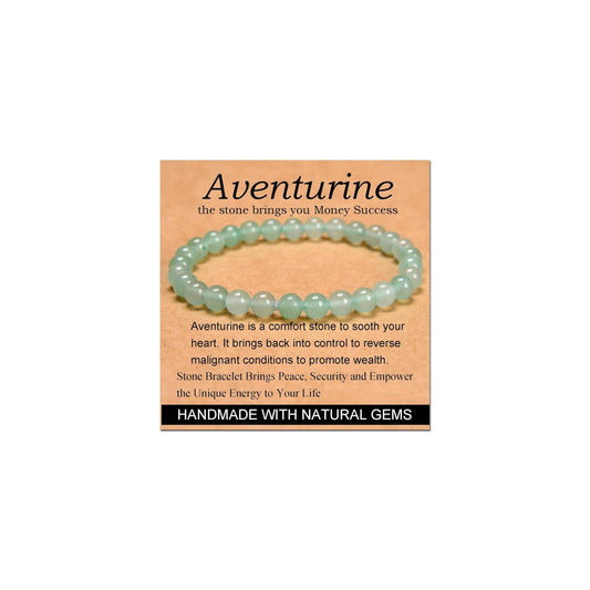 CHELYQST Green Aventurine Bracelet - Stone of Wealth,Stretch Natural Stone Crystal Beads Jewelry Gifts for Women Men Unisex Adult,6mm