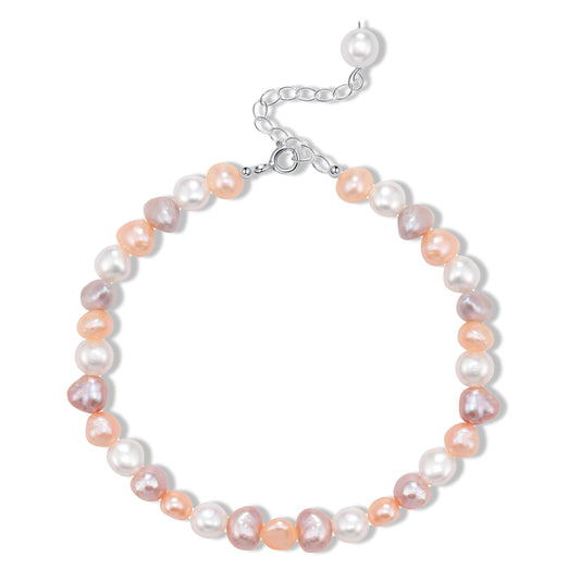 HENGSHENG Natural Baroque Pearls Link Bracelets for Women Freshwater Cultured Pearls Strand Bracelets Handpicked Pearl Elegant Jewelry - Colorful