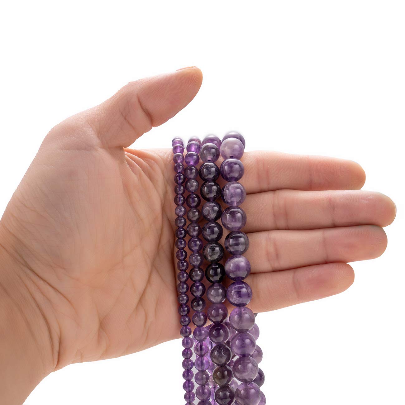 BEADIA Natural Amethyst Crystal Stone Round Loose Semi Gemstone Beads for Jewelry Making 6MM 61PCS
