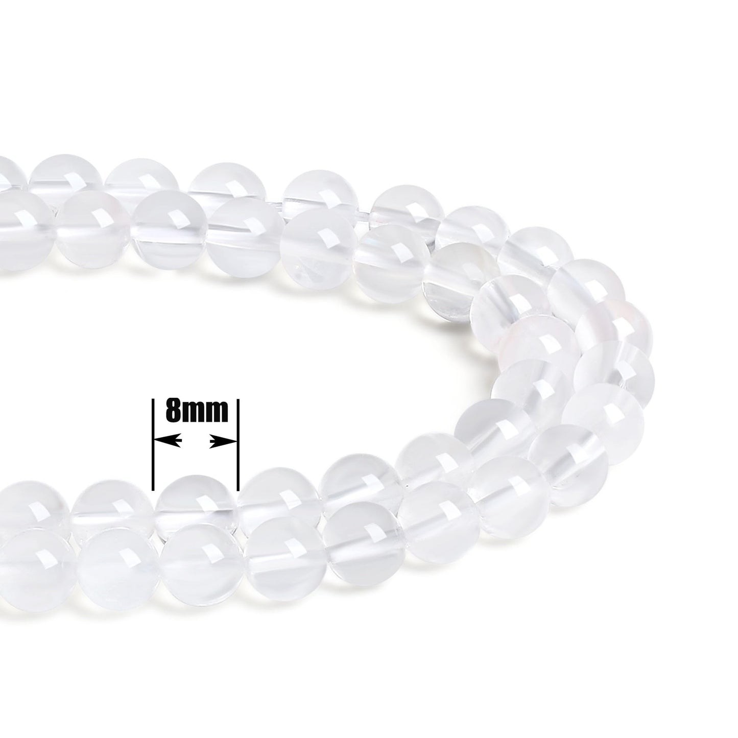 QINJIEJIE 100PCS Clear Crystal Beads 8mm Natural Stone Beads Round Loose Gemstone Bead for Bracelet Beading Crystal Jewelry Making DIY Necklace Earrings 0.32"