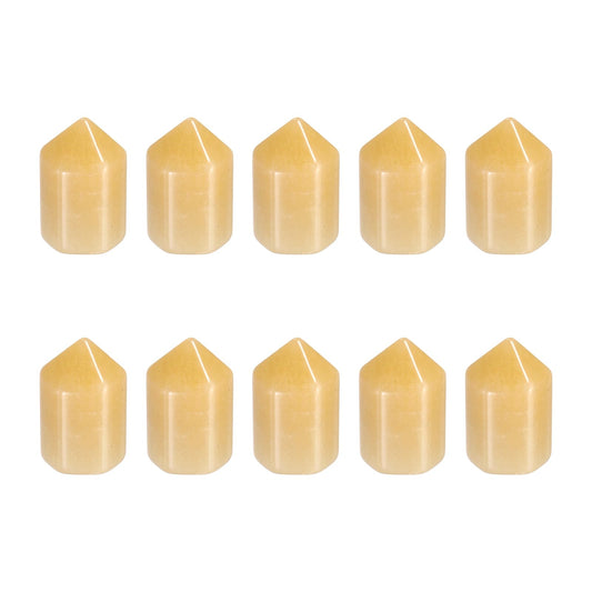 MECCANIXITY Crystals Wands Citrine Hexagonal Faceted Single Points Towers Pocket Polished Stone Bulk for Energy Chakra Meditation Crystal Healing, 15 x 25mm (Pale Yellow),5Pcs