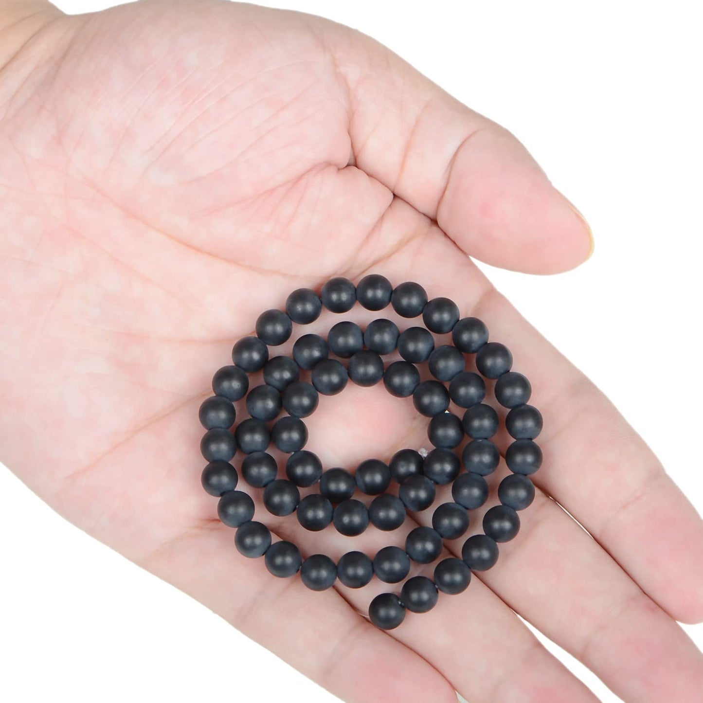 AD Beads Natural Gemstone Round Loose Beads 15" for Bracelet Necklace Earrings Jwelery Making Crafts DIY (6mm, Matte Black Onyx)