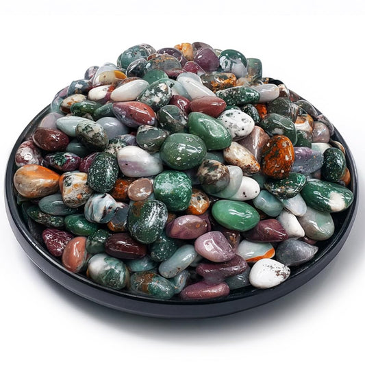 SigMntun Polished Ocean Jasper Crystal Stone Set - 72 Pcs, 0.5" 10 oz Handpicked Natural Tumbled Gemstones Rocks, Pebbles for Reiki, Chakra, Healing, Home Decor