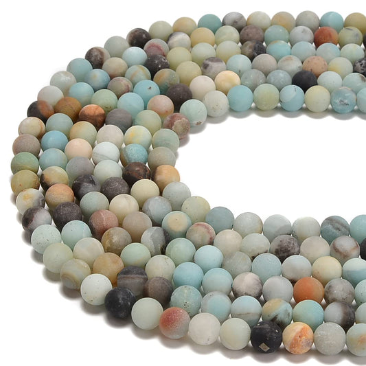 jodaying 8mm Colorful Amazonite Matte Round Natural Gematone Loose Beads for Jewelry Making DIY 1 Strand 15"
