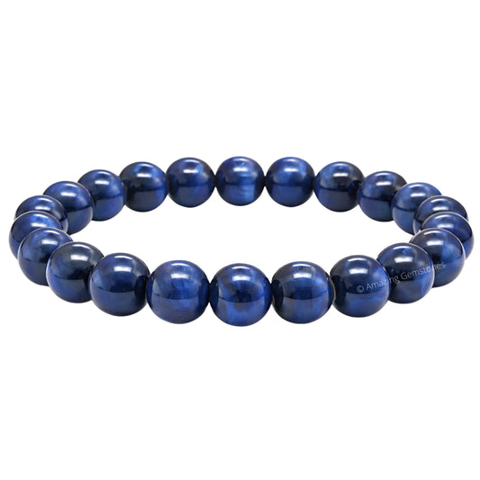 Amazing Gemstone Crystal Bracelet for Women Men's Gifts - Protection Healing Crystal Bracelet - 8mm Gemstone Beaded Stretchable Bracelet Pulseras Para Hombres Mujer Stocking Stuffers Mothers Day Gift (Blue Cat's Eye)